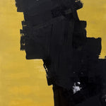 pintura abstracta azul-rojo-negro 56x76 cm abstraction xliii dark bloom Marino Robles DimlightArt Barcelona