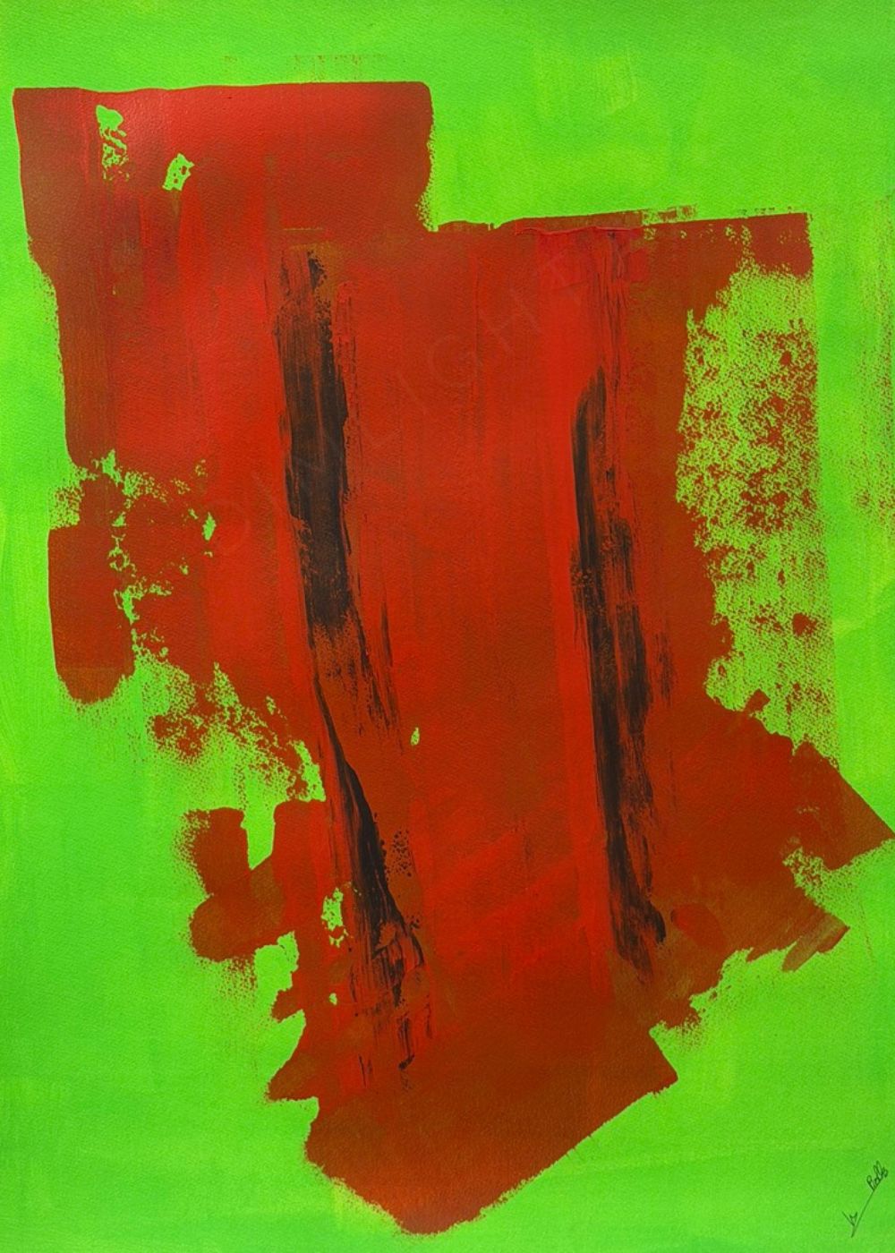 pintura abstracta rojo-negro 56x76 cm abstraction xliv burning edge Marino Robles DimlightArt Barcelona