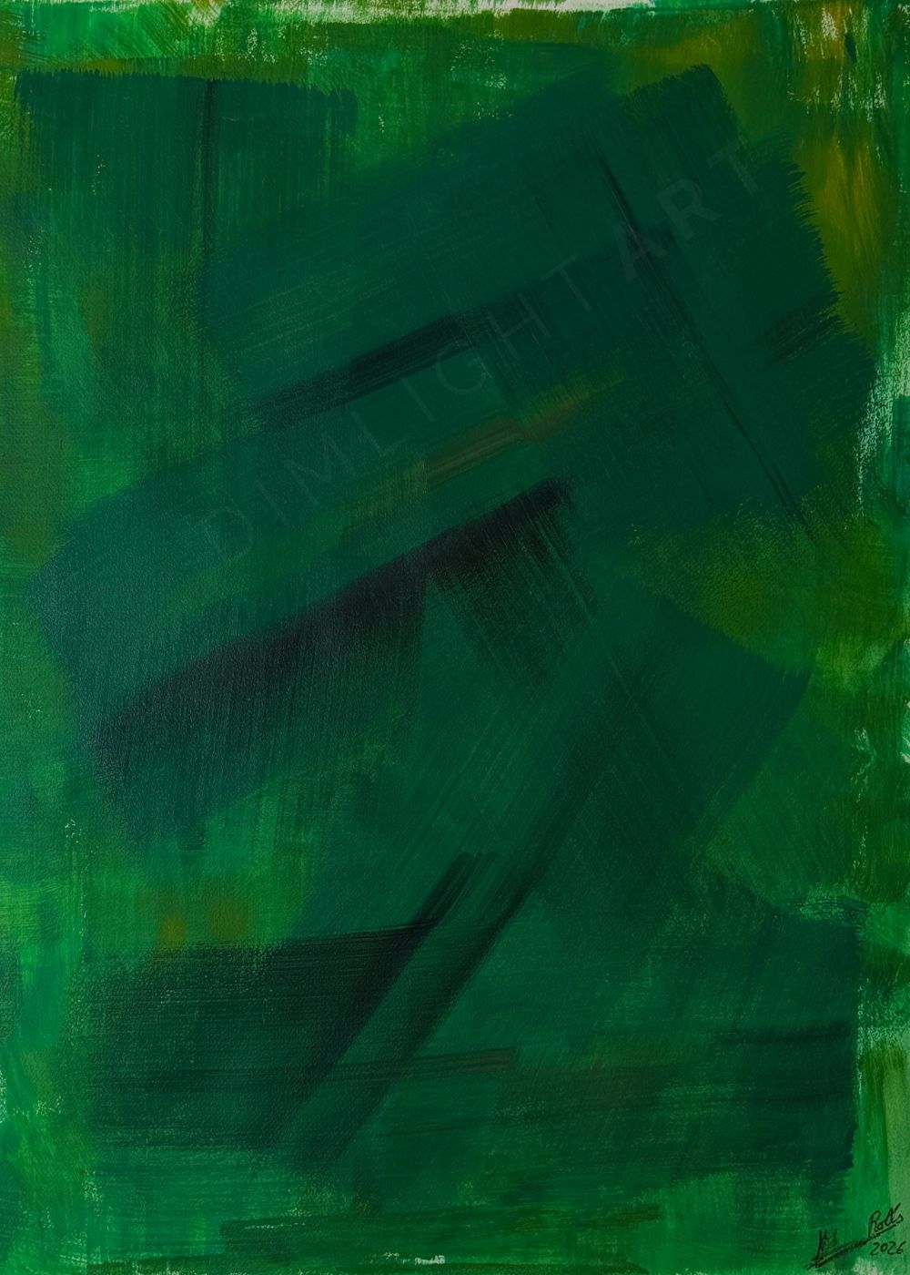 pintura abstracta azul-rojo 56x76 cm abstraction xxxii chromatic pulse Marino Robles DimlightArt Barcelona