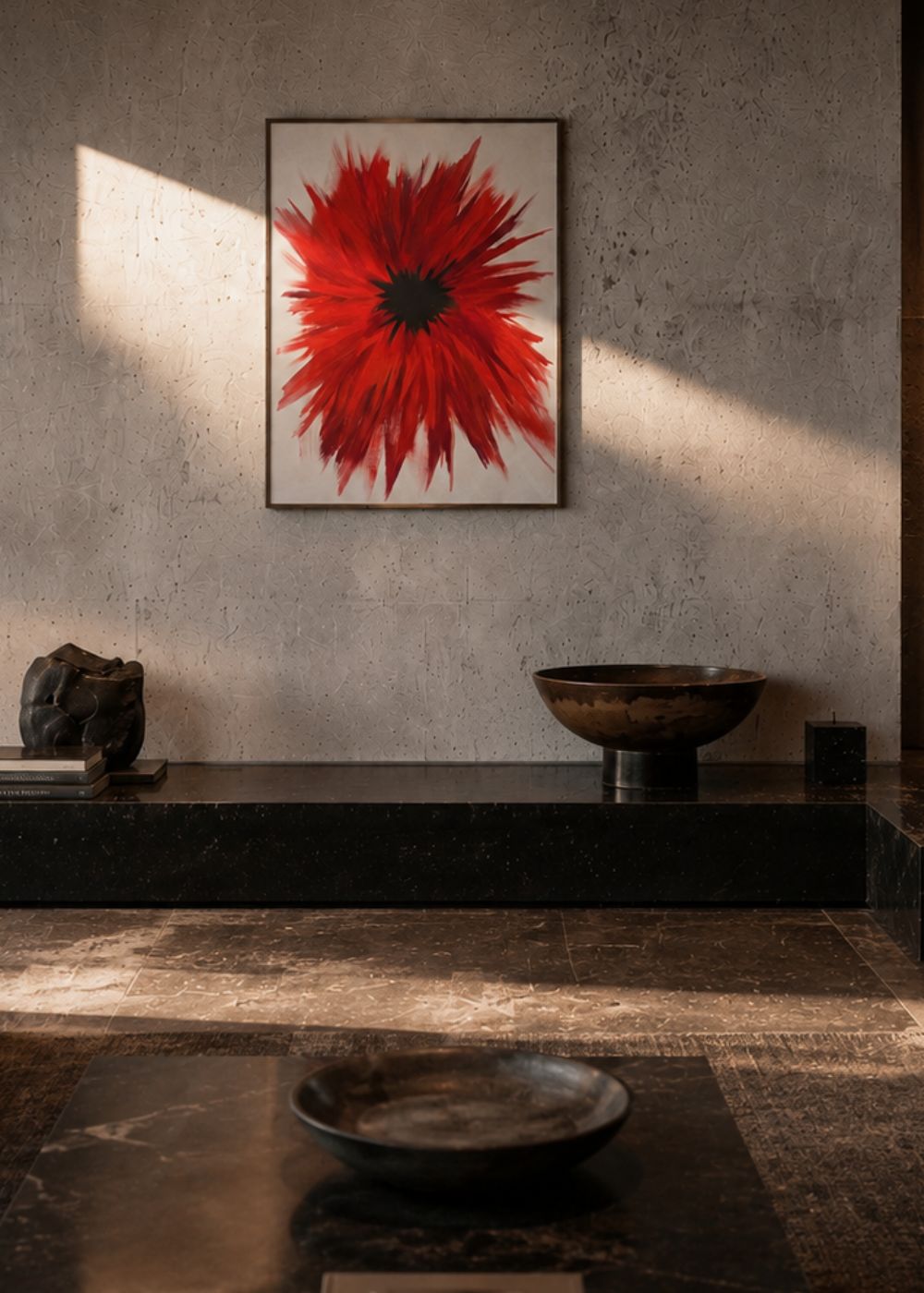 Cuadro abstracto rojo y negro – Wild Flower | Canvas VI (116×80 cm)