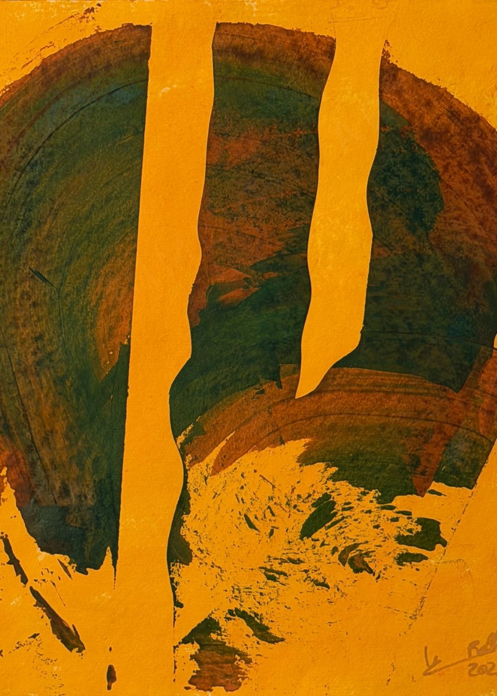 pintura abstracta ocre-negro 40x50 cm capricci xx earth mood Marino Robles DimlightArt Barcelona