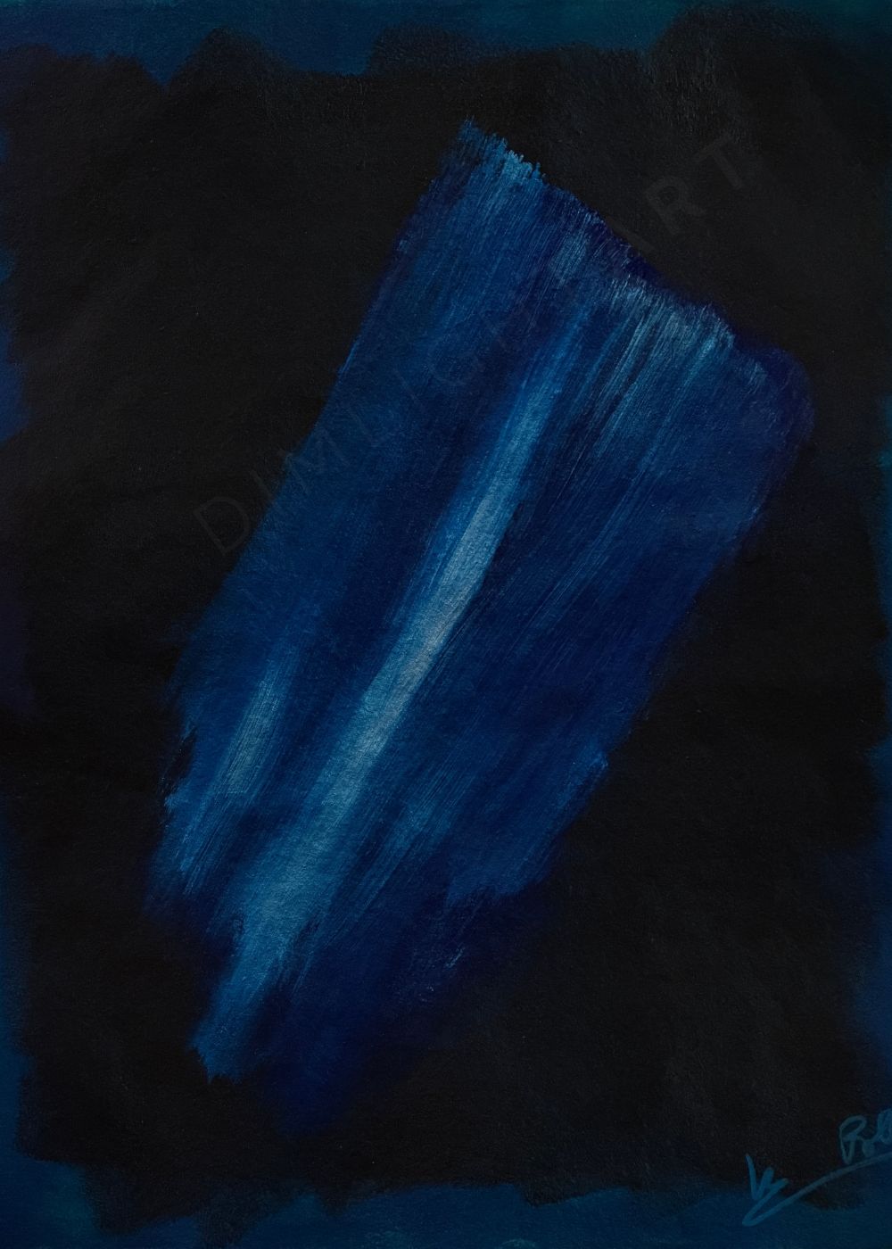 pintura abstracta azul-amarillo 56x76 cm capricci xxi electric field Marino Robles DimlightArt Barcelona