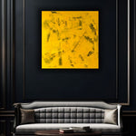 Cuadro abstracto amarillo y negro – Golden Structure | Canvas III (80×80 cm)