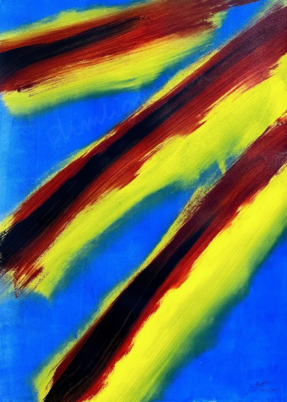 Cuadro abstracto amarillo y rojo – First Light | Abstraction III