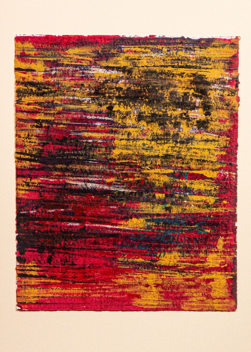 Cuadro abstracto amarillo y rojo – Golden Whim | Capricci V