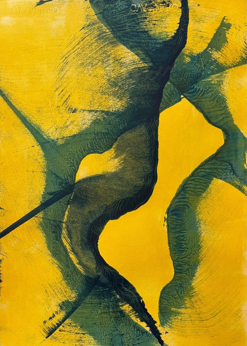 Cuadro abstracto amarillo y verde – Spring Tension | Abstraction XV