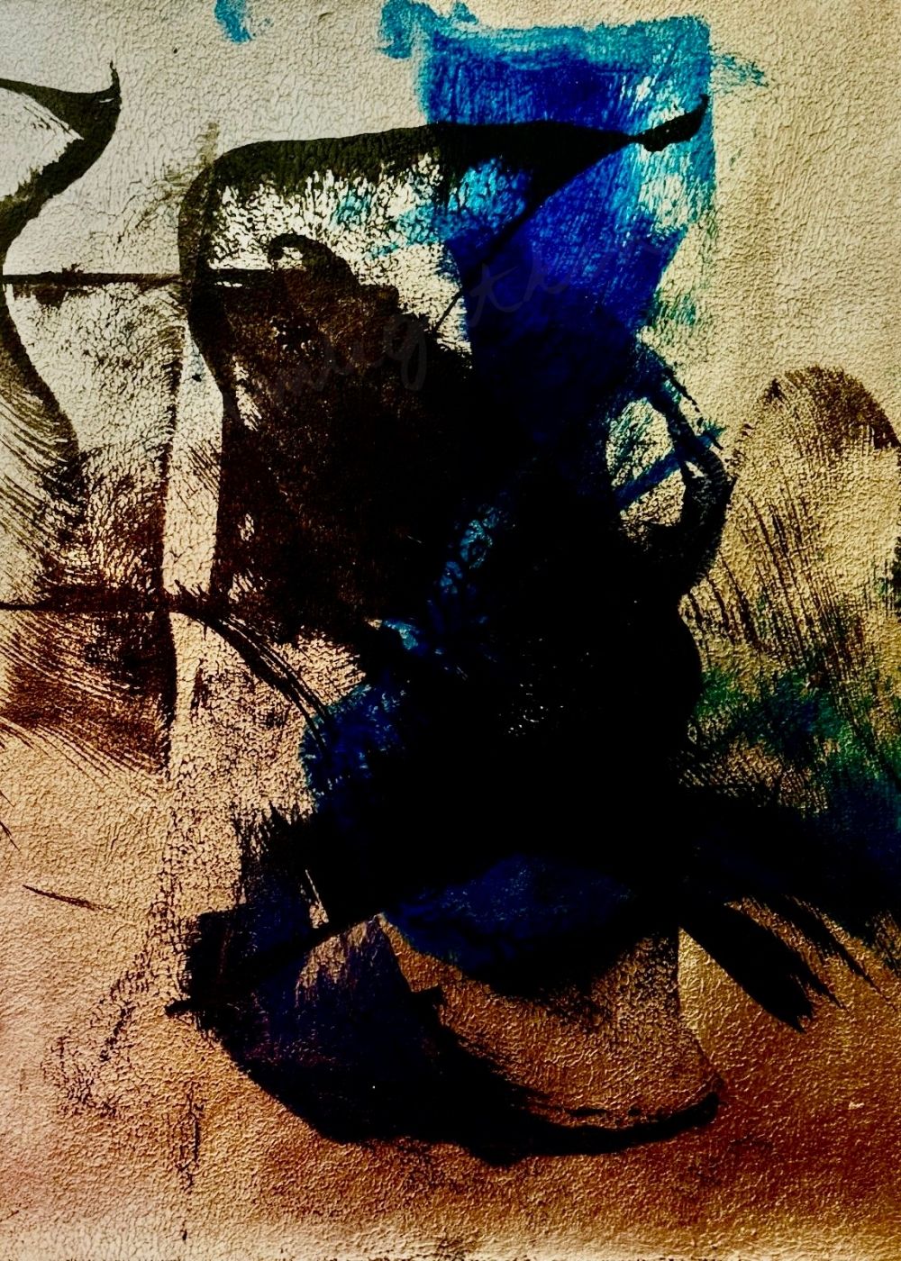 Cuadro abstracto azul gestual – Blue Drift | Experiment XI
