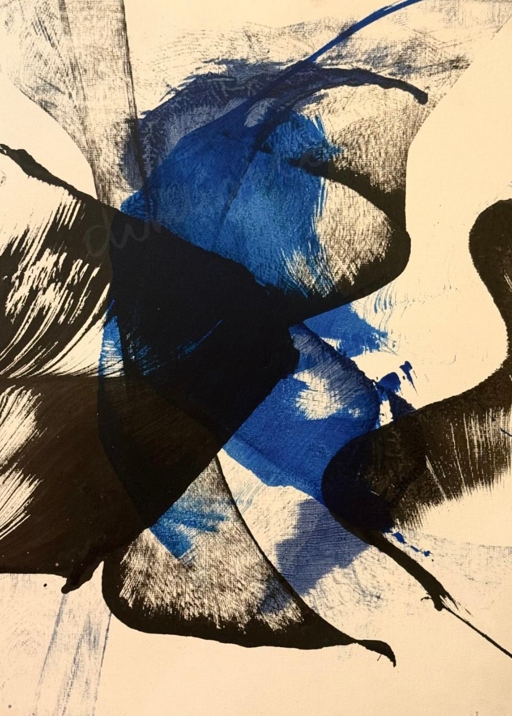 Cuadro abstracto azul y negro – Midnight Gesture | Experiment X