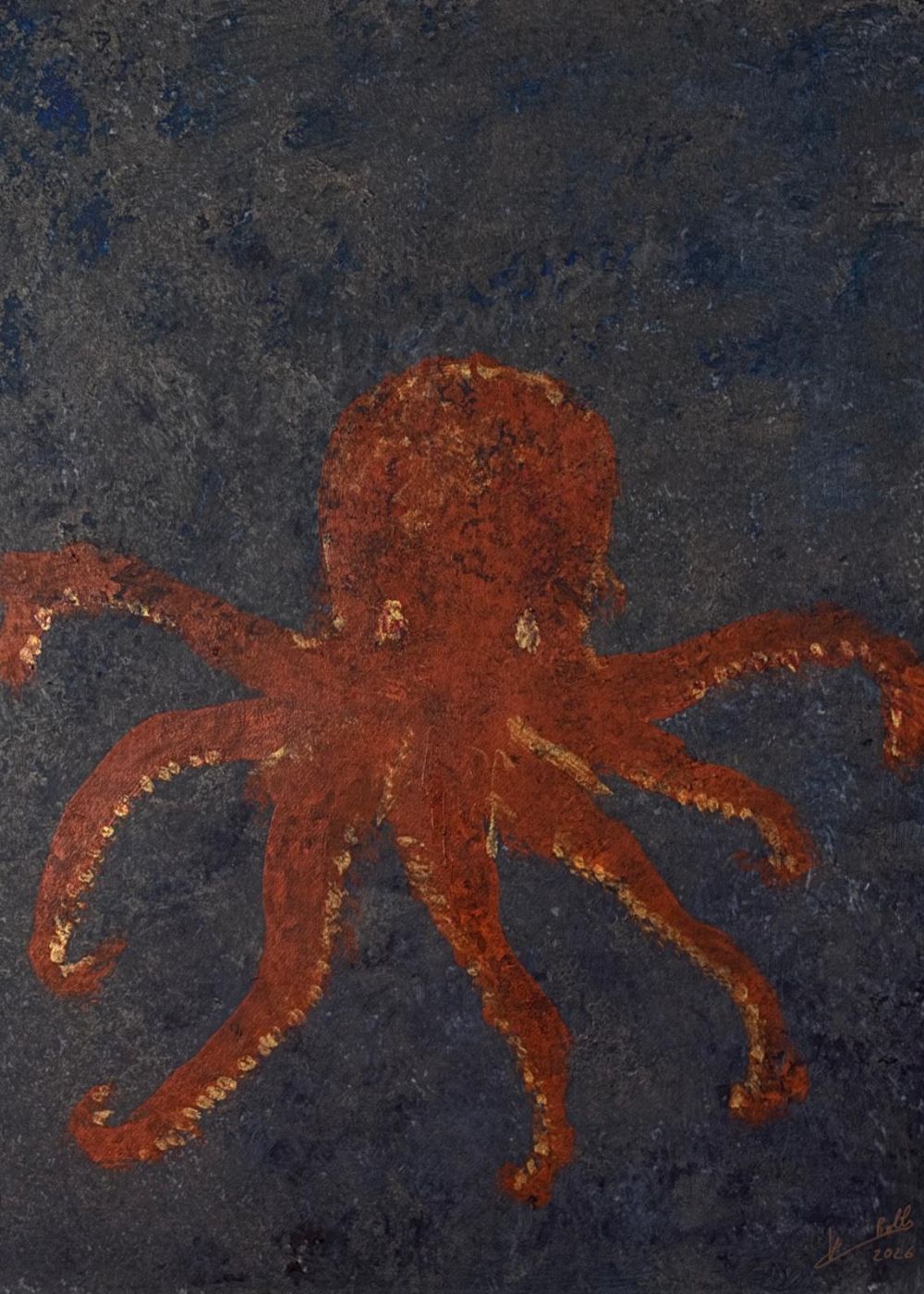 Cuadro abstracto naranja y gris – Octopus | Ryba VIII