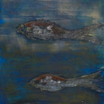 Tableau abstrait bleu et neutres – Silver Shoal | Ryba III