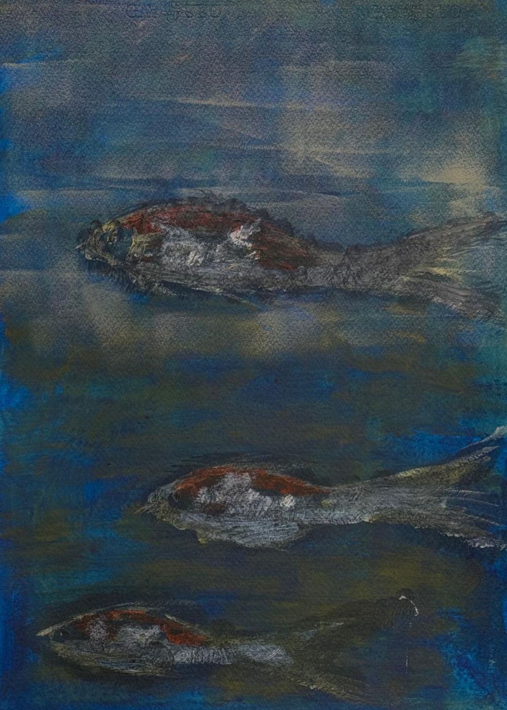 Cuadro abstracto azul y neutros – Silver Shoal | Ryba III