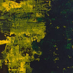 cuadro abstracto pintado a mano amarillo verde negro 30x40 cm Dark Field Experiment XV Marino Robles DimlightArt