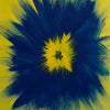 cuadro abstracto pintado a mano azul marino y amarillo 50x40 cm Solar Storm Capricci XXVIII papel Arches Marino Robles DimlightArt