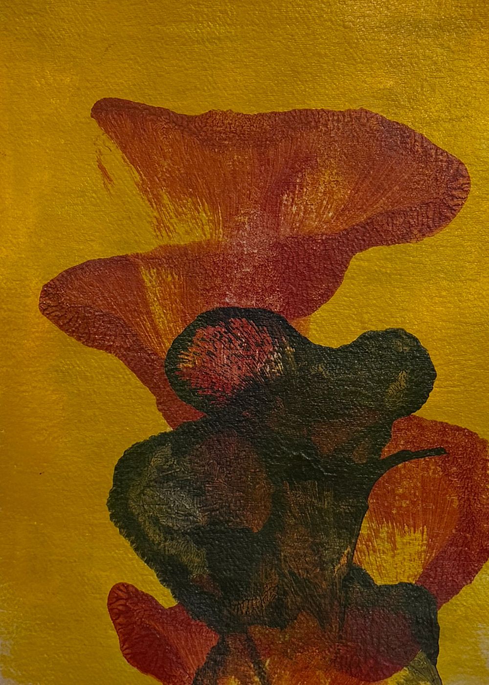 cuadro abstracto pintado a mano ocre rojo 30x40 cm Wild Bloom Experiment XIV Marino Robles DimlightArt