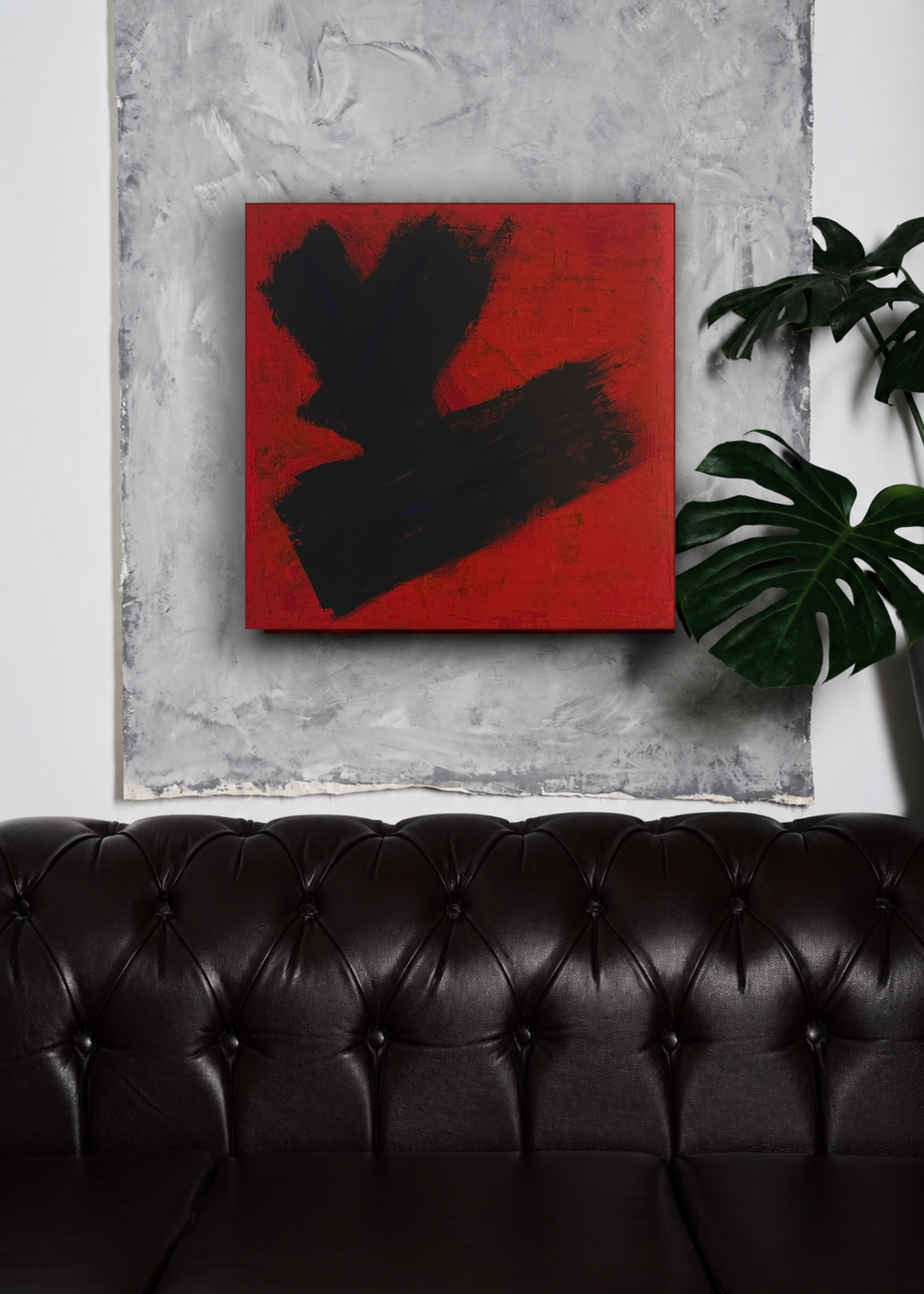 Cuadro abstracto rojo intenso – Red Impact | Canvas V (80×80 cm)