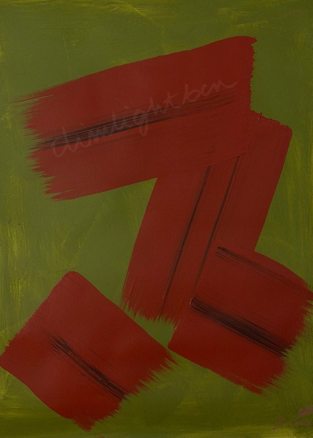 Cuadro abstracto verde y rojo – Tension in Motion | Abstraction XXXV