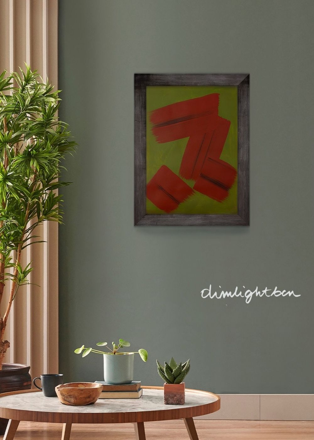Cuadro abstracto verde y rojo – Tension in Motion | Abstraction XXXV