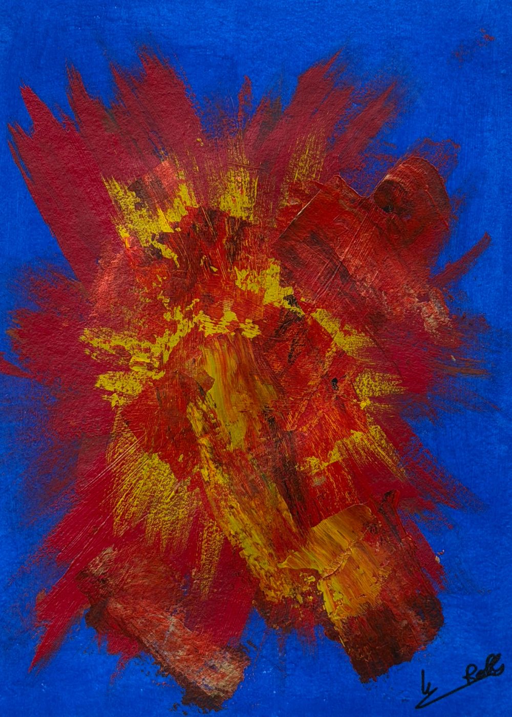 pintura abstracta amarillo-rojo 30x40 cm experiment xvii solar burst Marino Robles DimlightArt Barcelona
