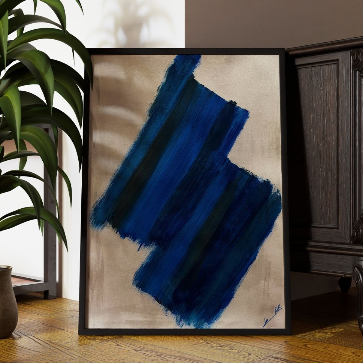 pintura-abstracta-azul-gesto-marino-robles-barcelona