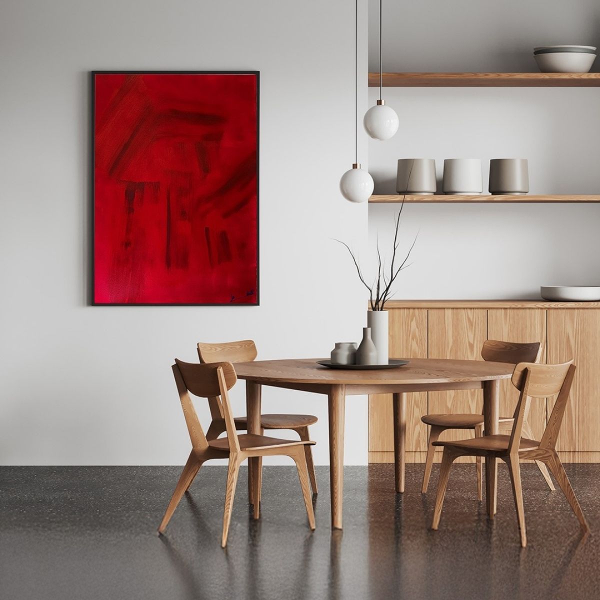 pintura-expresionista-roja-comedor-marino-robles
